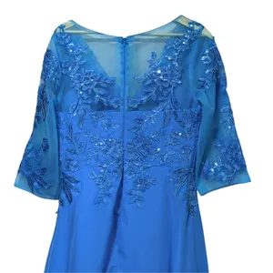 Benzde Royal Blue Lace Sequin V-Neck Evening Gown Dress 4538603 Size 12 thumbnail 5