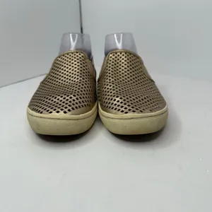 Tory Burch Women size 9.5 Metallic Gold Perforated Leather Slip On Shoes thumbnail 2