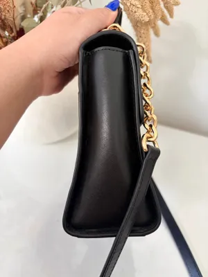 Michael Kors Black Top Handle Crossbody Satchel Gold Chain Classic Handbag thumbnail 5