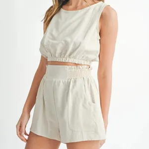 Maple Sleeveless linen Crop Top White Size M thumbnail 2