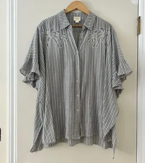 Maeve Betty Oversized Stripe Boho Blouse Sz S thumbnail 1
