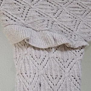 Old Navy Sweater Sz 4X Pointelle Knit Ruffle Trim Metallic Oatmeal Cozy‎ thumbnail 5
