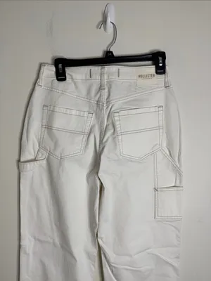 Hollister Ultra High-Rise Dad Pant White Utility Chino Pants Contrast Stitch 27 thumbnail 4