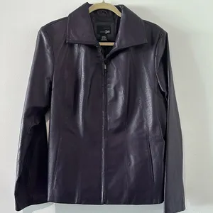Genuine Leather Deep purple  Jacket East 5 Large thumbnail 1