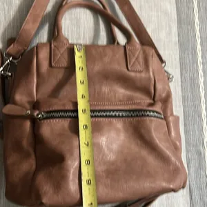 Urban Expressions Brown Faux‎ Leather Mini Backpack Convertible Crossbody Bag thumbnail 7