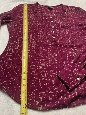 Converse One Star 2000s Sheer Plum Pintuck Blouse Boho Indie Size M thumbnail 8