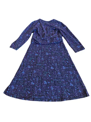 Patagonia Purple Blue Paisley Floral Dress Long Sleeve V Neck Fit Medium Women's thumbnail 8