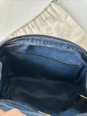 Authenticated Vintage Gucci Micro GG Logo Bowling Bag Navy Top Handle thumbnail 14