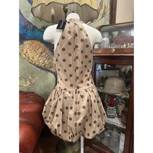 Klesis Vault 206 Taupe Polka Dot Halter Bubble Hem Mini Dress - Size M thumbnail 7