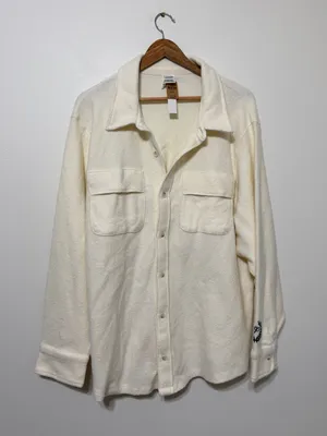 NWT PINK Victoria’s Secret Reverse Fleece Shacket Size XL Cream White NEW thumbnail 2