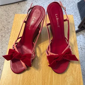 L.K. Bennett red heel red bow with sling back strap 9.5 Pink thumbnail 1