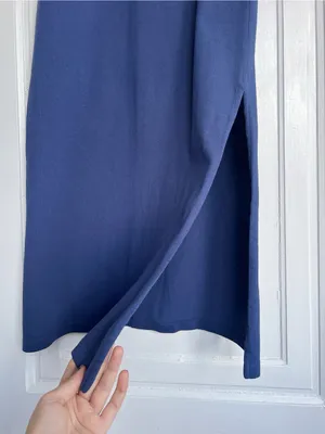 Sezane • Ariana Dress navy blue sleeveless tank cotton knit midi maxi thumbnail 8