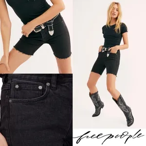 Free People Shorts Avery‎ Denim Black Ash 24 25 NWT thumbnail 2