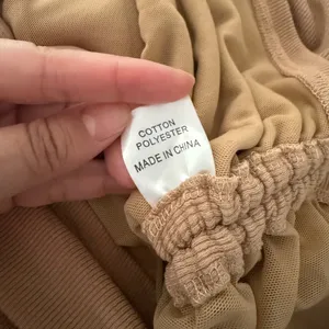 HELLO MOLLY Ribbed Knit Bodycon Ruched Tan Brown Midi Dress Sz M thumbnail 8