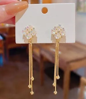 Fashion Delicate Flower Long Tassel Earrings for Women thumbnail 2