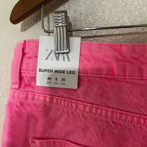 Zara the boogie pant super wide leg mid-rise full length Jeans PINK NEW 40 US8 thumbnail 7