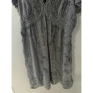Max Studio Black White Polka Dot Smocked‎ Empire Waist Mini Dress Womens Small thumbnail 4
