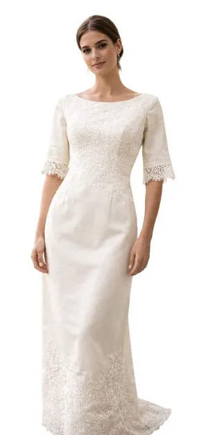 Vintage 1960s Bridal Portrait Wedding Dress Union Made, Vintage Size 10 (4-6) thumbnail 1