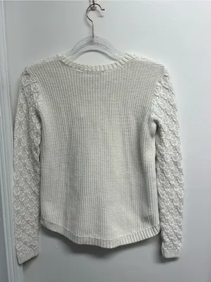 Jeanne Pierre Ivory Fisherman’s Cable Knit pullover sweater thumbnail 3