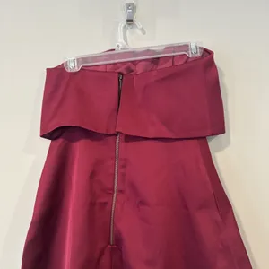 Anthropologie Keepsake Strapless Mini Cocktail Party Dress Red Plum XS 2860 thumbnail 9