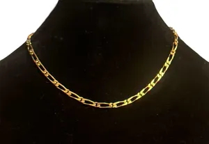 Vintage thick gold tone figaro chain necklace thumbnail 1