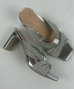NWOT A New Day Silver Rhinestone Dress Slip-on Block Heels Size 6.5 thumbnail 1