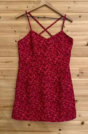 Y2K Express Large Pink Ditsy Floral Strappy Keyhole Mini Dress Romantic Party thumbnail 1