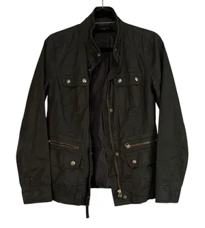 Tommy Hilfiger Women's Olive Green Utility Jacket Gold‎ Hardware Zip Size S FLAW thumbnail 1