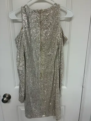 Silver Sparkly Mini Dress thumbnail 4