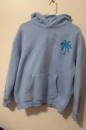 Pink Palm Puff Hoodie Blue thumbnail 1
