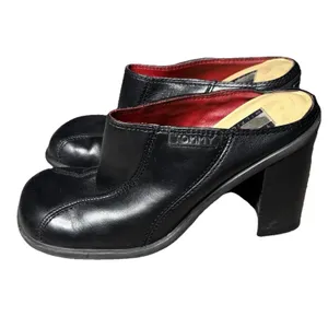 Vintage Tommy Hilfiger Women's 6 Black Chunky Platform Slides 90s Y2K Sandals thumbnail 8