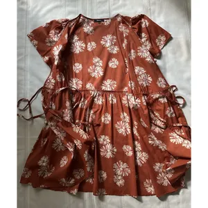 Madewell Women's Wrap Floral Print Mini Dress Burnt Orange/ Rusty Size XL EUC thumbnail 10