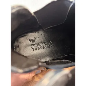 Zara Trafaluc Black‎ Leather Tassel Chelsea Ankle Boots 38 Preppy Coastal Rain thumbnail 3
