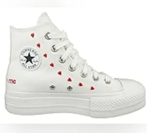 Converse Chuck Taylor High-Top All Star Lift Platform Sneakers W/Hearts Size 9.5 thumbnail 1
