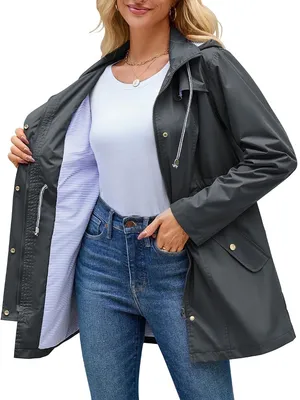 Hount Women Rain Jacket Lightweight Waterproof Lined Raincoat Trench Coat. Sz 8 thumbnail 4