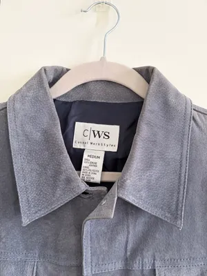 Club Monaco Slate Blue Suede Jacket Gray Size M thumbnail 7