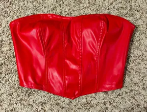 SheIn Red faux leather corset thumbnail 1