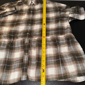American Eagle Women's Plaid Flannel Peplum Button Up Shirt thumbnail 7