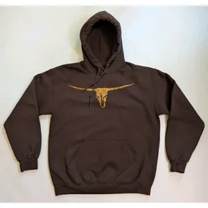 Brooks & Dunn Brown Hoodie Size M Longhorn Country Pullover Sweatshirt Y2K 90s thumbnail 1