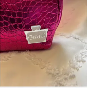 Caboodles Metallic Croc-Embossed Wristlet Cosmetic Bag in Fuchsia thumbnail 3