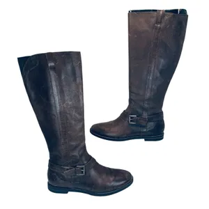 Cole‎ Haan Nike Air Riding Boots Women's 7.5B Brown Leather Equestrian Chic thumbnail 1