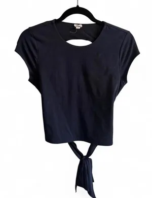 Navy blue tie back crop top. Lightly used. From Garage. #tiedetail #backless thumbnail 1