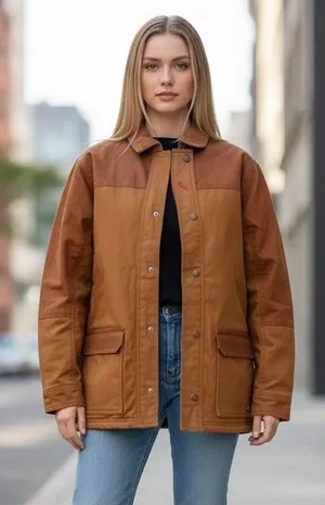 NWT $159 Dickies Wax Coated Chore Coat, Brown Duck FJWAX1 BROWN DUCK 2XL thumbnail 1