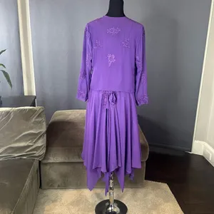 Purple Chiffon Formal Dress Floral Detail Corset Back Matching Jacket Size 12 thumbnail 4