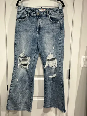 Risen hight rise Acid wash cropped flare Jeans thumbnail 4