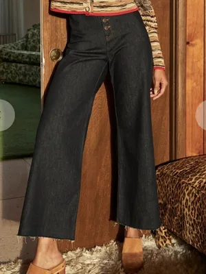 Veronica Beard Grant Wide Leg Raw Hem Jeans in Indigo thumbnail 9