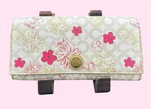 Coach Floral Print Wallet with Gold Logo Button thumbnail 1