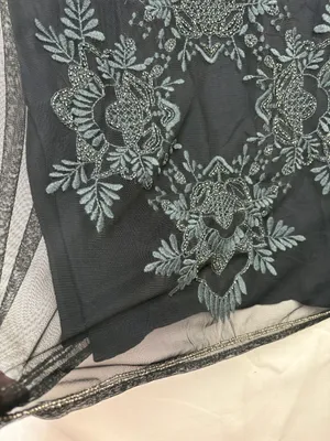 Abercrombie & Fitch size medium Black Tank Mini Dress Gray Embroidery bead y2k thumbnail 4
