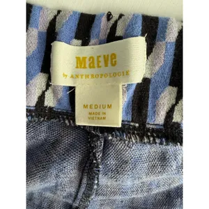 Maeve Anthropologie Geometric Print Flare Disco Ponte Knit Blue Pants, Women's M thumbnail 7