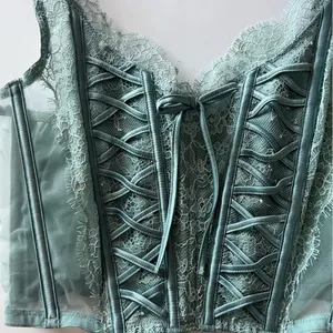 Victorias Secret • Dream Angels Mint Green Lace Sheer Corset Unlined thumbnail 4